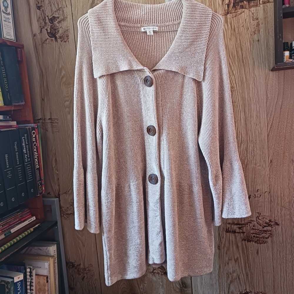 Spanner Tan Long Cardigan